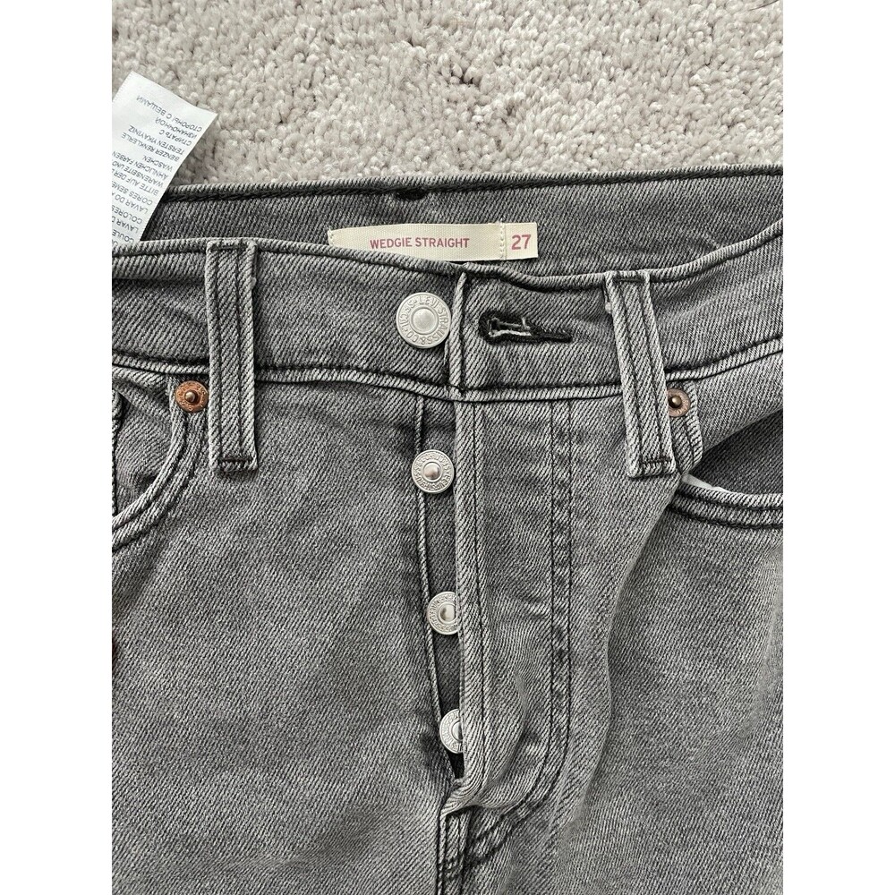 Levi’s Wedgie Straight Button Fly Jeans Cosmic Comet EUC Stretch Denim W27 L28 - Picture 2 of 8